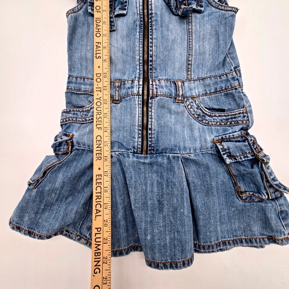 The Childrens Place Girls Denim Dress with Zipper and Pockets Size 6 - Picture 6 of 6